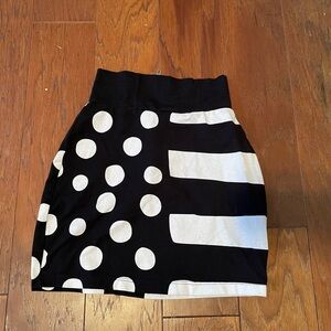 Lazy Oaf Size S Pencil Skirt with Polka Dots/Stripes